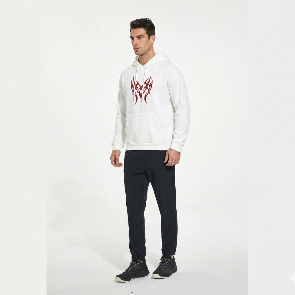 Red Tribal Graphic Hoodie – Streetwear Sweatshirt